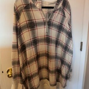 torrid Cream Knit Pullover with Mauve & Gray Accents